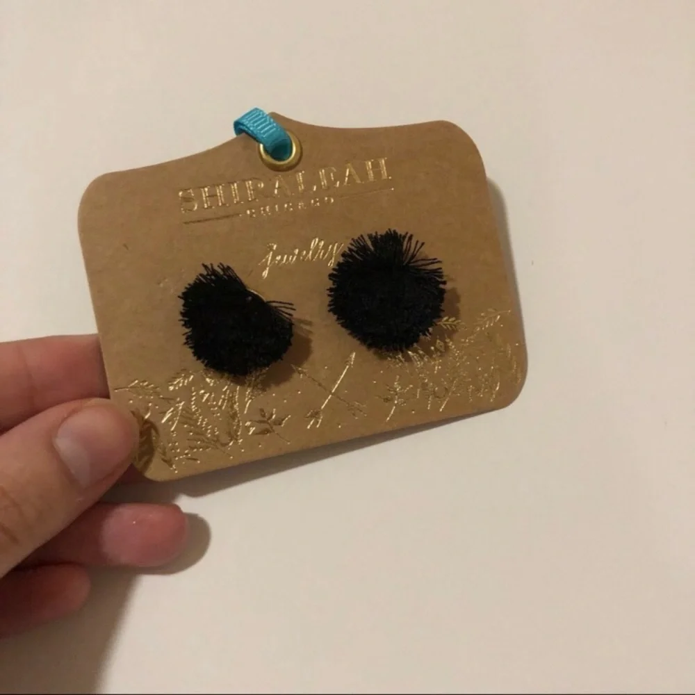 NWT Shiraleah Chicago jewelry - Anthropologie - Damaris earrings - black pom Pom